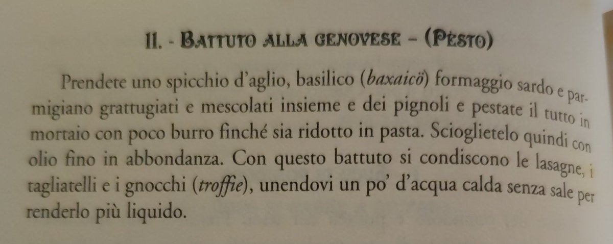 pudipu's tweet image. G.B e Giovanni Ratto in La cuciniera Genovese nel #pestogenovese parlavano di burro.
#sapevatelo