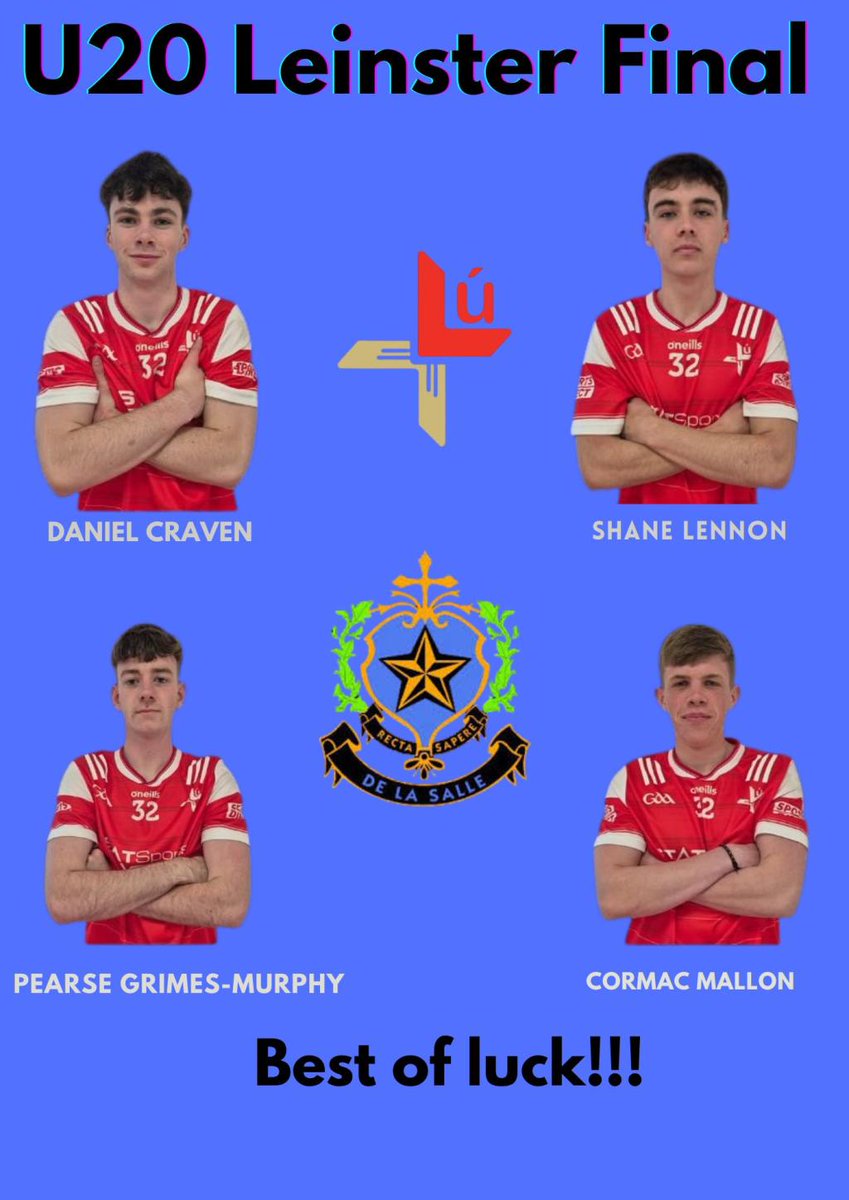 Best of luck to Pearse, Shane and Daniel, as well as past pupil Cormac in tonight's u20 Leinster Final in Newbridge!!! An Lú Abú!!!
