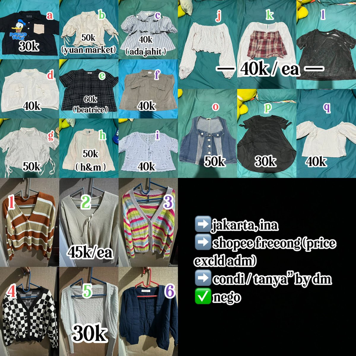 — preloved 

➡️ jakarta, ina
➡️ shopee freeong (price excld adm)
➡️ condi / tanya” by dm

wts preloved baju cardigan kemeja atasan crop ina