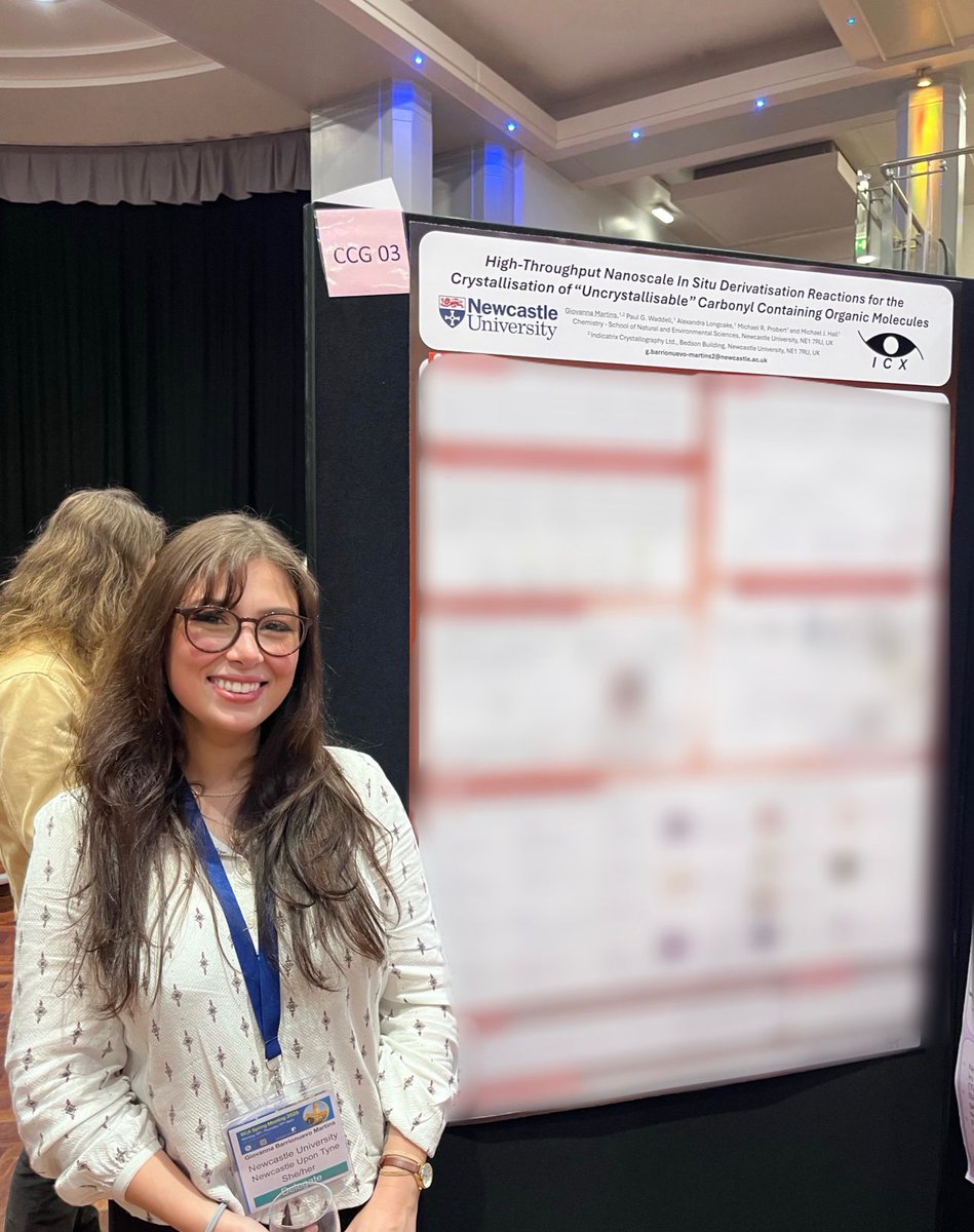 DrMichaelJHall's tweet image. Well done to 1st year PhD student Giovanna, for being awarded the @IUCr Best Poster award at #BCA25 meeting at Leeds. @Mike_Pro_1978 @ChemistryNCL @SciencesNCL