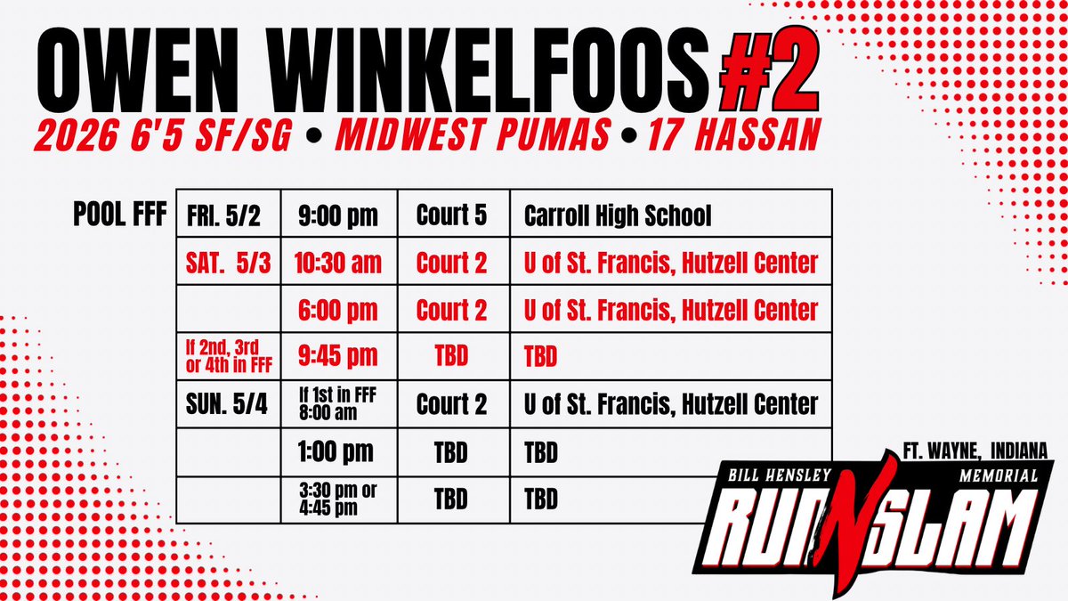 In Fort Wayne for the Bill Hensley tournament this weekend!