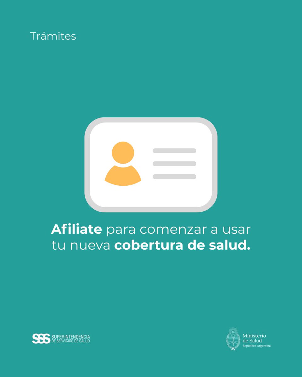 SSSALUD's tweet image. 📌 Mediante la opción de cambio podés elegir libremente entre los Agentes del Seguro (Obras Sociales y Prepagas) inscriptos en el Registro Nacional de Agentes del Seguro (RNAS) sssalud.gob.ar/?page=listRnos….
🖱️ Gestioná la opción de cambio en nuestra web.