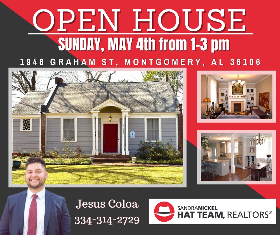 MavenofMidtown's tweet image. Mark your calendar for🏡𝐎𝐏𝐄𝐍 𝐇𝐎𝐔𝐒𝐄 𝐒𝐔𝐍𝐃𝐀𝐘🏡May 4th from 1-3pm CDT...
𝟑𝟓𝟕𝟒 𝐁𝐚𝐧𝐤𝐡𝐞𝐚𝐝 𝐀𝐯𝐞: …h.homesforsaleinmontgomeryalabama.com/homes/110046/5…
•
𝟏𝟗𝟒𝟖 𝐆𝐫𝐚𝐡𝐚𝐦 𝐒𝐭: …h.homesforsaleinmontgomeryalabama.com/homes/110046/5…

#openhousesunday #openhouse #openhouses #montgomeryrealestate #montgomeryallocal