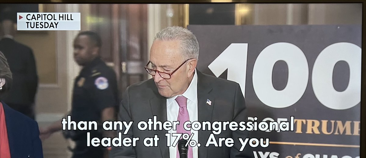 tobyd63's tweet photo. Why doesn’t CNN, ABC, CBS, NBC, or MSNBC talk about Chuck’s 17% approval rating or Congressional Democrats 25% approval rating? https://t.co/xqeGRirahI