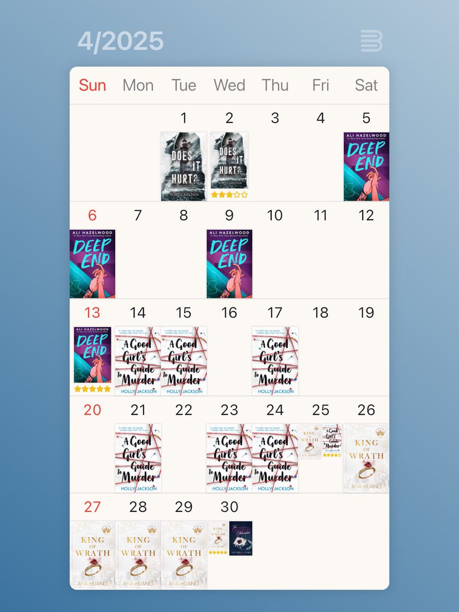 jac_frosts's tweet photo. April Reading Wrap:
Not sure if I was heading into a book slump this April, but I still managed to finish four books—so I’d say it wasn’t too bad?
King of Wrath is my favorite of the month. https://t.co/NDu8YiEYXd