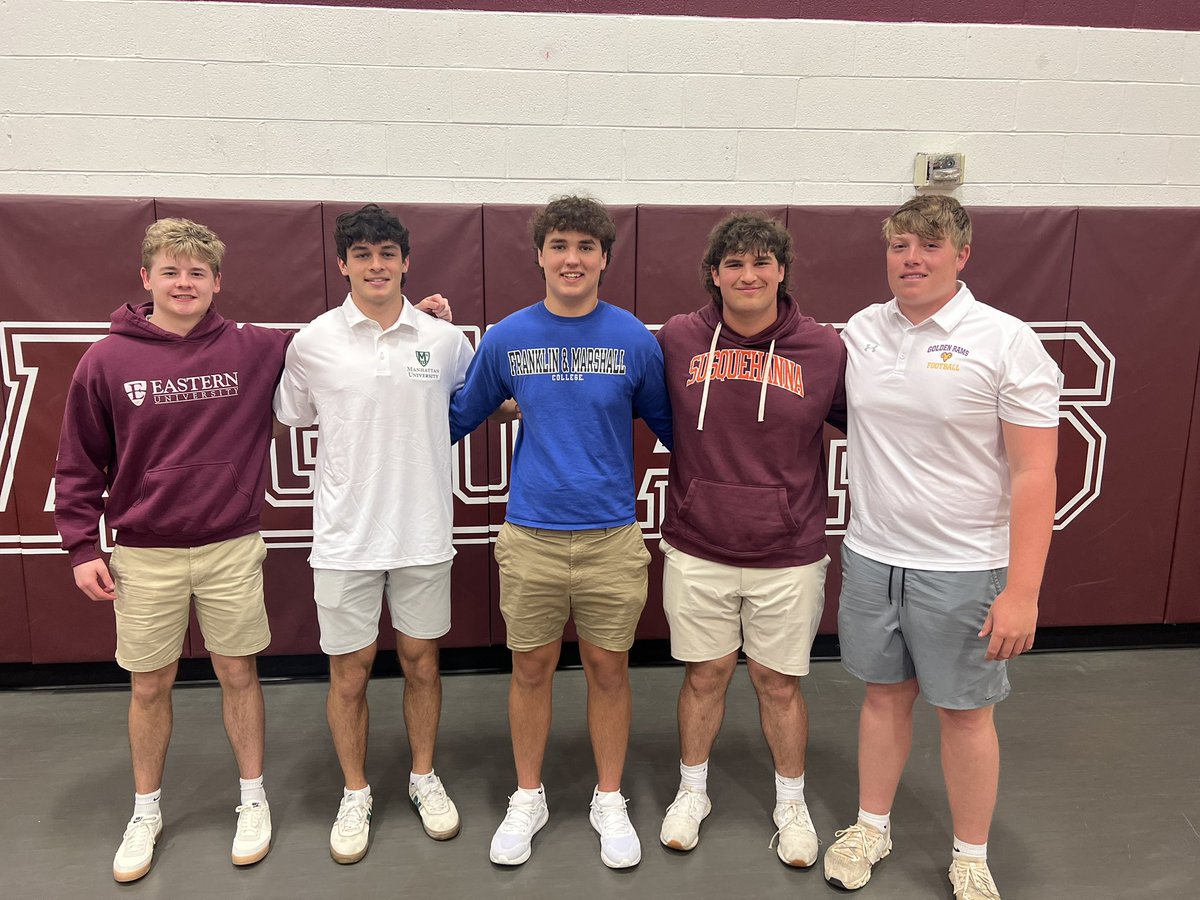 Congratulations to our Senior Football Players playing college athletics next year! 
Caden Koehler - Eastern Football
Mike Medici - Manhattan Lacrosse
Brayden Green - F&amp;M Football
Aidan Bendo - Susquehanna Football
Joe Anzalone - West Chester Football
We are proud of you!!