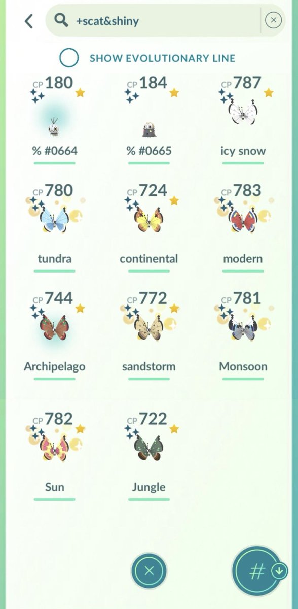 shinypok3hunt3r's tweet photo. SO CLOSE ... YET SO FAR ...
halfway done
✨🦋✨🐛✨🦋✨🐛✨🦋✨
#shinySCATTERBUG
#shinyVIVILLON
#PokémonGo
#shinypokémon
#shinyhunters
#spoofersaretrainerstoo
#spoofer4ever✈️
#NOT4HATERS https://t.co/wr7OXaFdxH
