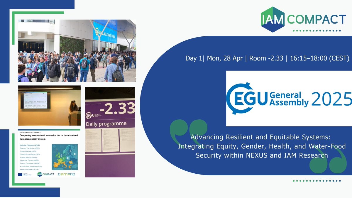 IAM COMPACT (@iam_compact) on Twitter photo 🚀<a href="/iam_compact/">IAM COMPACT</a>  at #EGU25 – Day 1 done! 
Proud to have joined forces with <a href="/climatediamond/">DIAMOND</a>
to explore equity, justice & the food-land-water nexus in IAMs!  
📌Catch us again:
🗓️ Thu, 01 May | 14:00–15:45 
📍 vP2.8 | Navigating the unexpected
#iamcompact #ClimateCrisis <a href="/cinea_eu/">CINEA 🇪🇺</a> 🚀<a href="/iam_compact/">IAM COMPACT</a>  at #EGU25 – Day 1 done! 
Proud to have joined forces with <a href="/climatediamond/">DIAMOND</a>
to explore equity, justice & the food-land-water nexus in IAMs!  
📌Catch us again:
🗓️ Thu, 01 May | 14:00–15:45 
📍 vP2.8 | Navigating the unexpected
#iamcompact #ClimateCrisis <a href="/cinea_eu/">CINEA 🇪🇺</a>