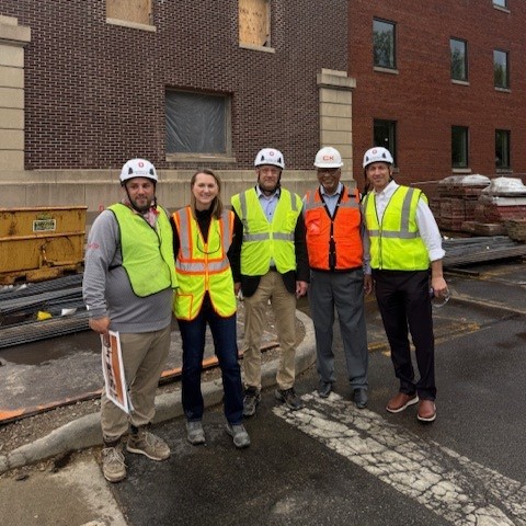 OhioStateFOD's tweet image. FDC's Associate Vice President @kristinpoldema1 toured the Campbell Hall project on Friday with board member Mr. R. Wilkinson, Senior Vice President @ckabourek, and FOD Vice President Mark Conselyea.