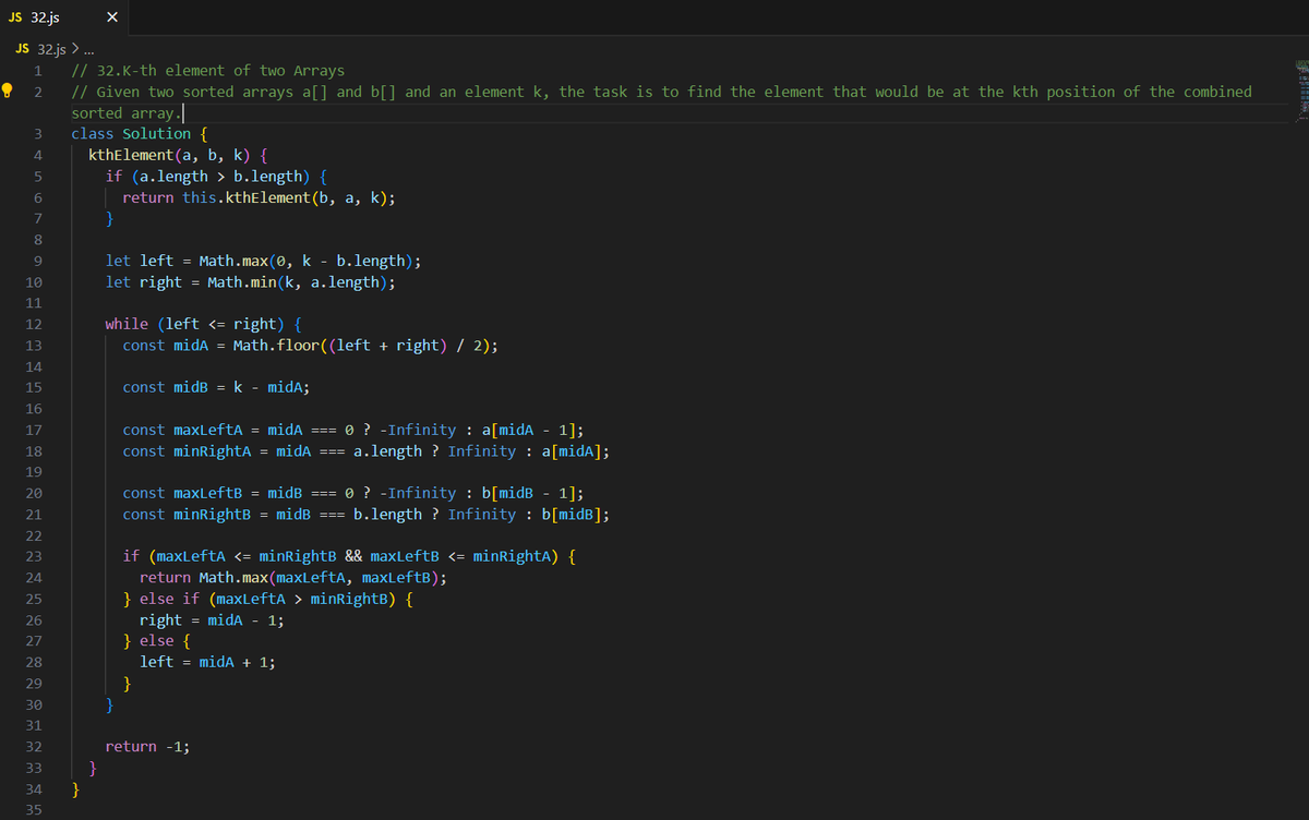 Shashank8839's tweet photo. 📅 Day 32 of #gfg160 — Binary Search on Two Arrays | #geekstreak2025 @geeksforgeeks 
Today’s GeeksforGeeks challenge really pushed me to think beyond the usual —#dsaeveryday #binarysearch #arrays #javascriptdsa #devlife #shashankcodes #dsachallenges #kthsmallestelement https://t.co/XGgauftTEd