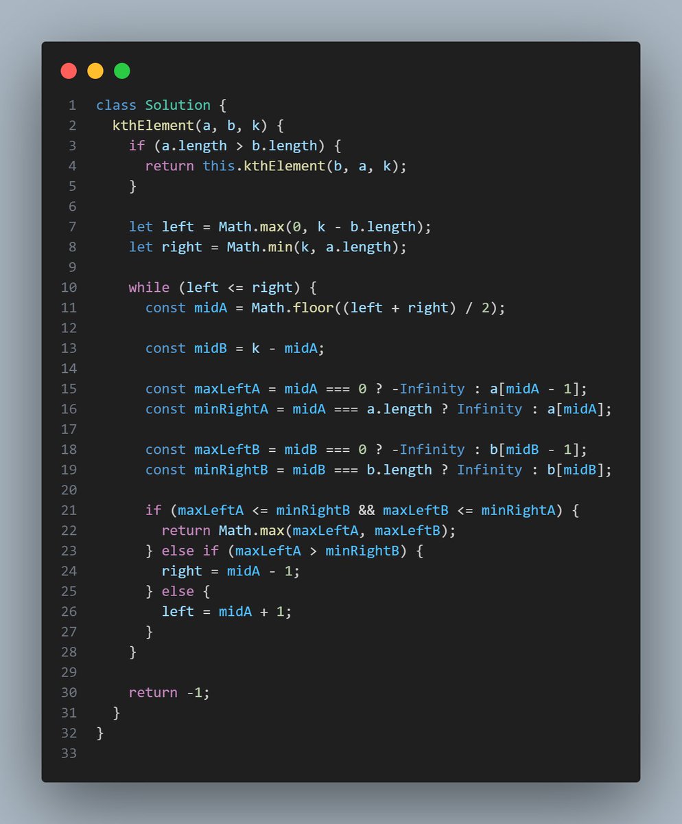 Shashank8839's tweet photo. 📅 Day 32 of #gfg160 — Binary Search on Two Arrays | #geekstreak2025 @geeksforgeeks 
Today’s GeeksforGeeks challenge really pushed me to think beyond the usual —#dsaeveryday #binarysearch #arrays #javascriptdsa #devlife #shashankcodes #dsachallenges #kthsmallestelement https://t.co/XGgauftTEd