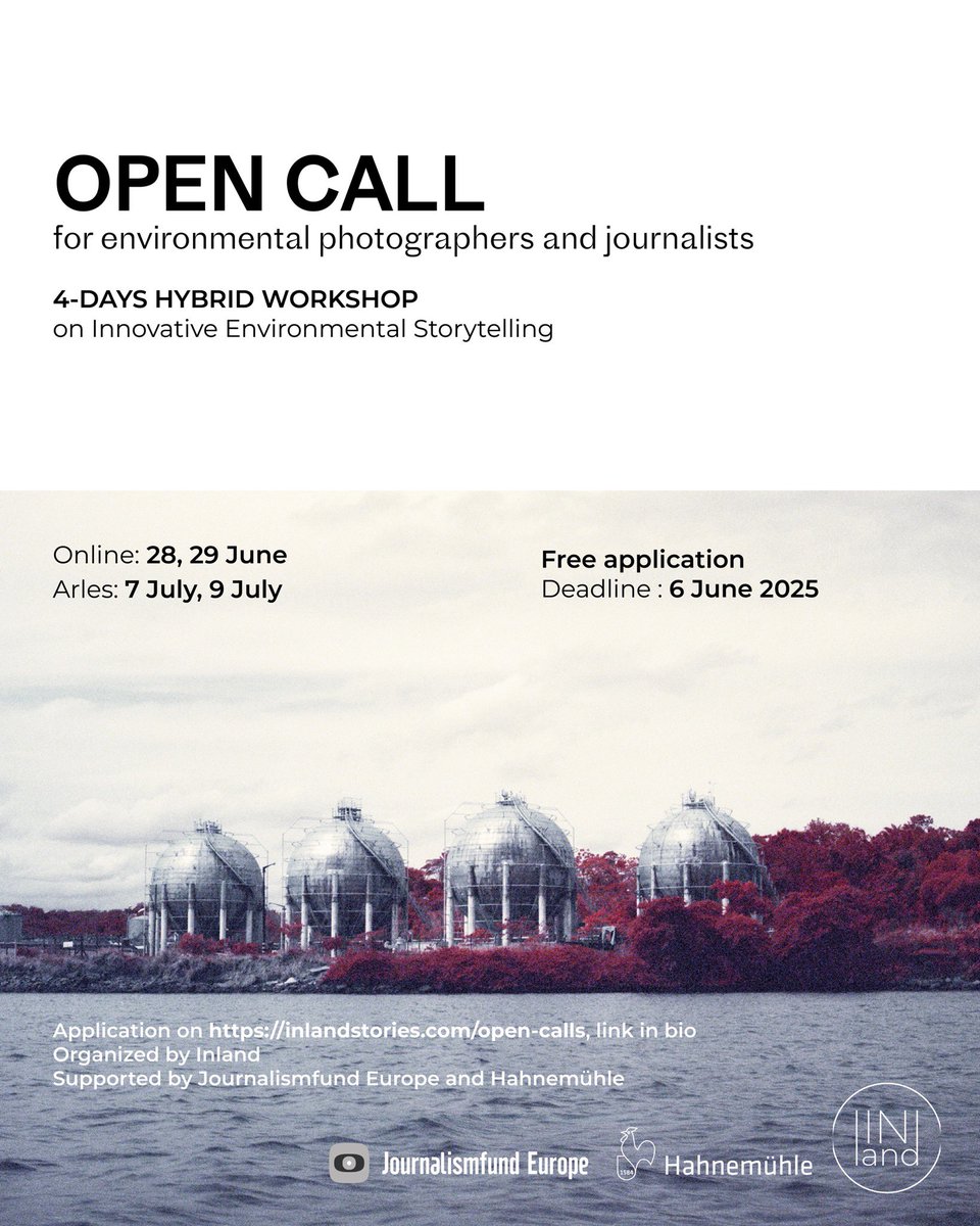 Dear photographer friends heading to Arles this summer — I’m proud to share that we at Inland are launching a special workshop on environmental storytelling, complete with a €1,500 grant!                        Register now via : inlandstories.com/workshop-envir…