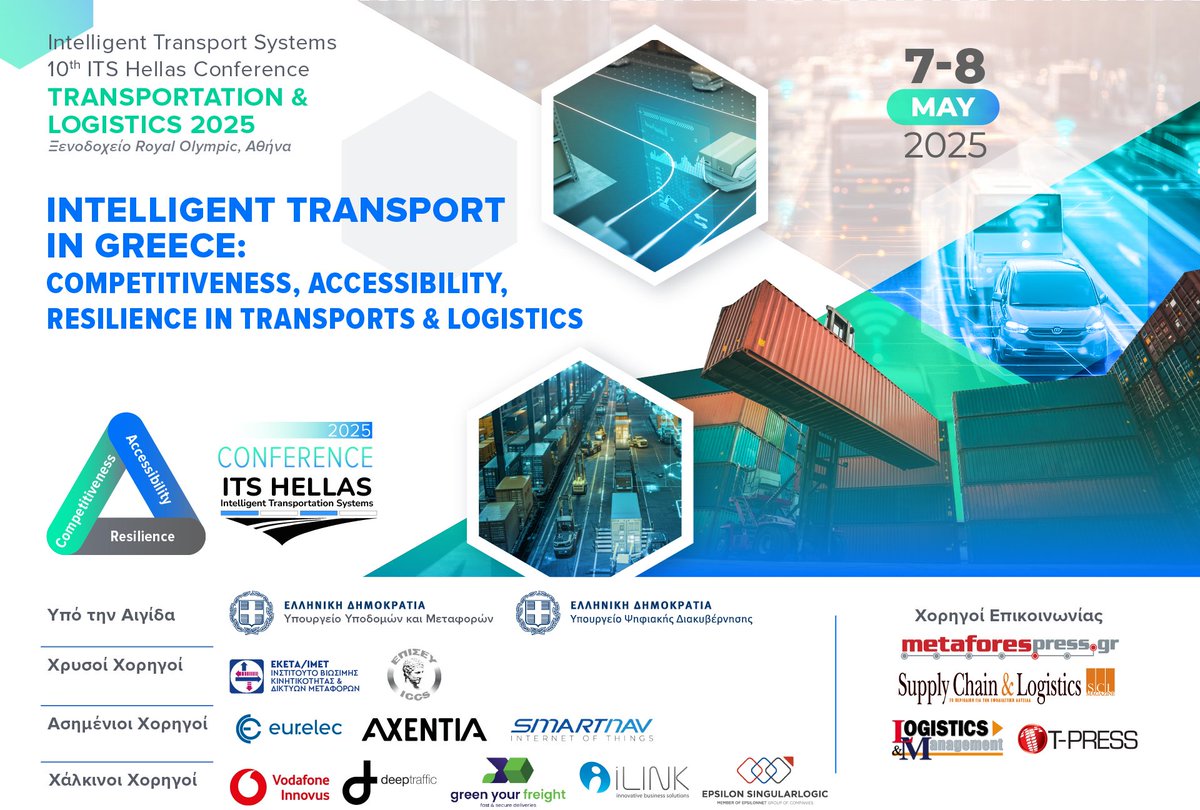 Σε 1 εβδομάδα ξεκινά το #ITSHellas2025!

7–8 Μαΐου | Royal Olympic, Αθήνα
Χαιρετισμοί από:
• Δ. Παπαστεργίου 
• Στ. Καλαφάτης
• Α. Τζιτζικώστας, Επίτροπος Βιώσιμων Μεταφορών &amp; Τουρισμού – CoR

Δωρεάν εγγραφή: its-hellas.gr/2025/registrat…

#SmartMobility #DigitalTransport