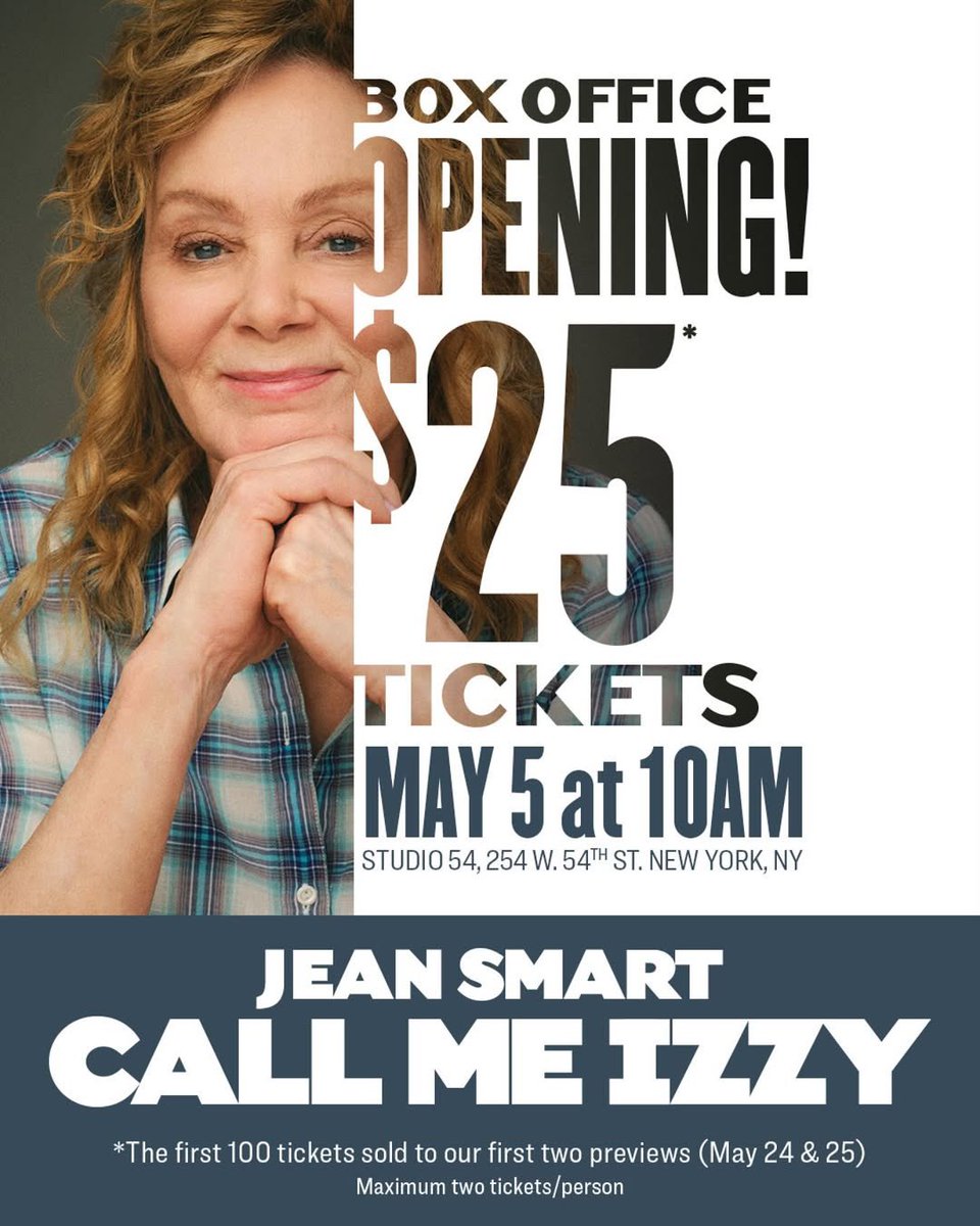 Want to see Jean Smart delivering a performance for the ages for an unbeatable price? See you at Studio 54 on Monday morning!