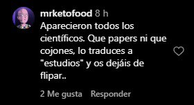 Esto es España: Un tipo criticando que en un estudio científico se llame "paper" a un "paper". El tipo se llama "Mr Keto Food"