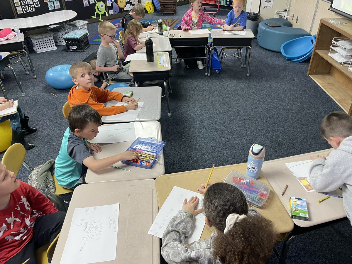 MrsSwallowsRoom's tweet photo. Today we worked on making connections with the stories we read. To do that, we drew our bedrooms as a pigsty!🐷 #firstgrade #mcscbears https://t.co/uFxDBCN1gt