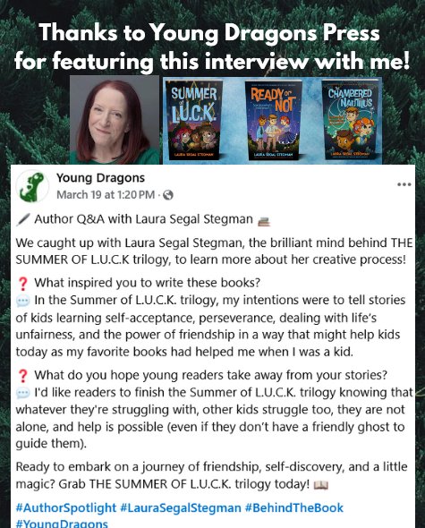 LauraStegman's tweet photo. Thanks to @OCMyoungdragons for posting this interview &amp; publishing my #middlegrade trilogy!

#writingcommunity #kidlit #teachers #librarians #TeacherTwitter #writerscommunity #BookTwitter #mglit #authorsoftwitter #educators #authorscommunity #AuthorSupport #amreading #amwriting https://t.co/fPWYduUnBd