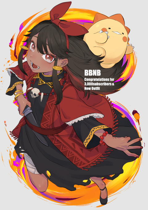 ババンバさん登録者3000人&amp;新モデル実装おめでとうございますの絵! 新モデルと新衣装でグッと居る感、ババンバさんの世界がある感出てさいこーでした #ババンバの波動 