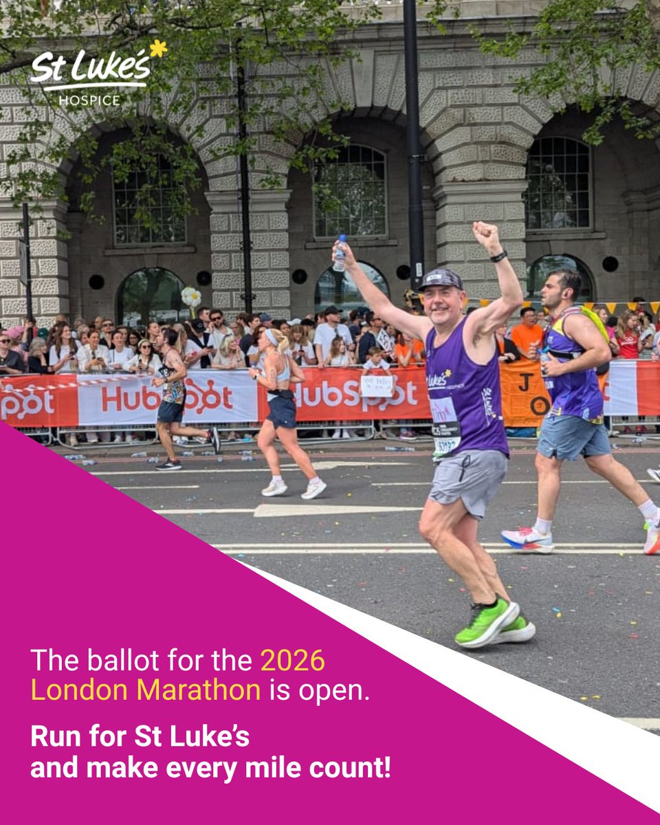 The 2025 London Marathon may be behind us, but the excitement is far from over. The ballot for the 2026 event is open – and it closes this Friday!

By running for St Luke’s, you’ll help provide vital care and support to people in Harrow and Brent.

brnw.ch/21wSk5q