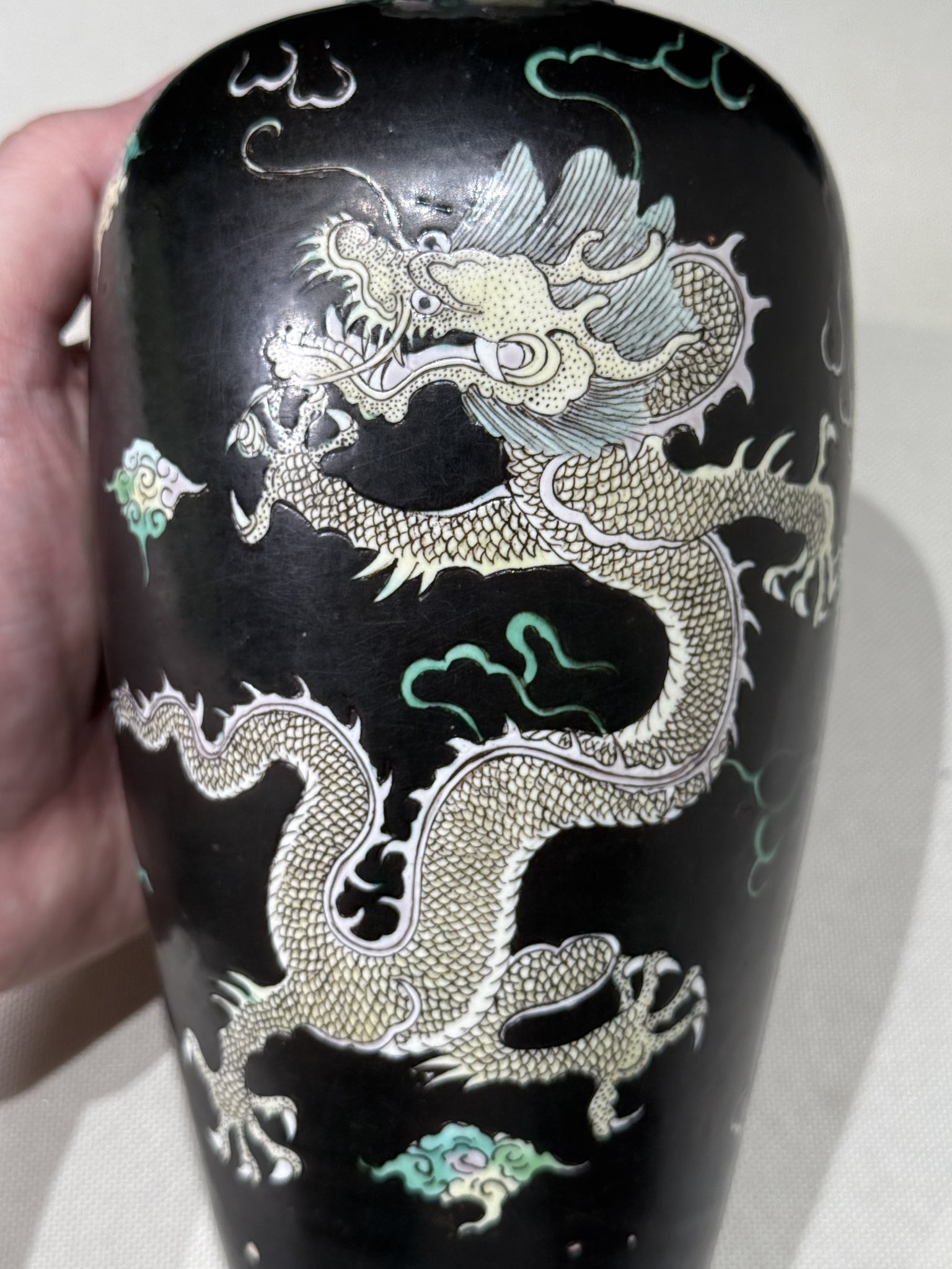 中国 青花 花卉雲龍鳳凰文 梅瓶 V 6953