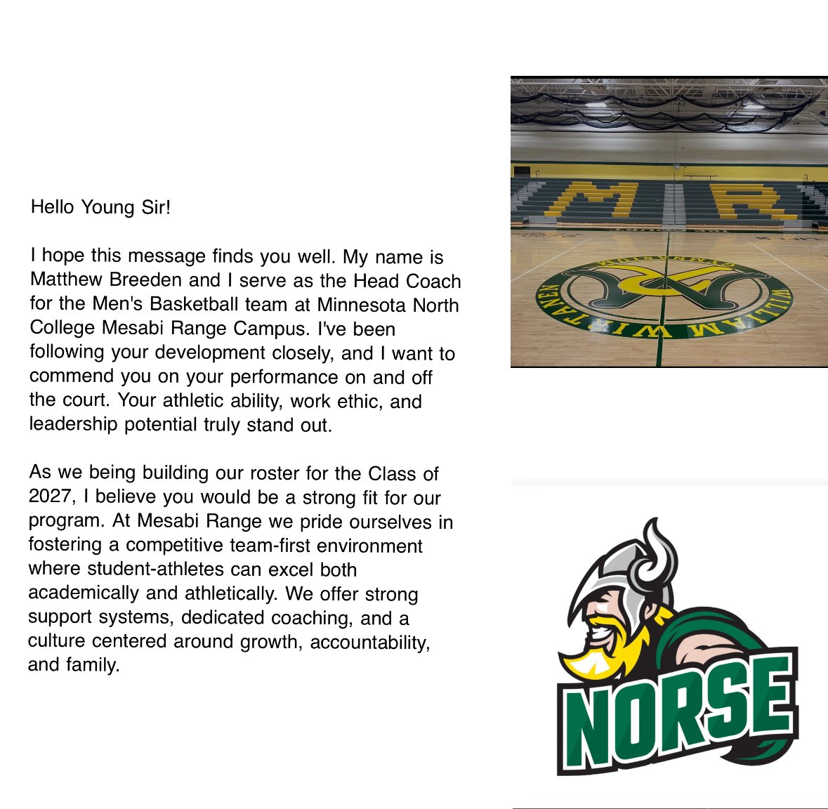 Im Honored and Blessed to Receive my first offer from Head Coach Matthew Breeden at Mesabi Range College
