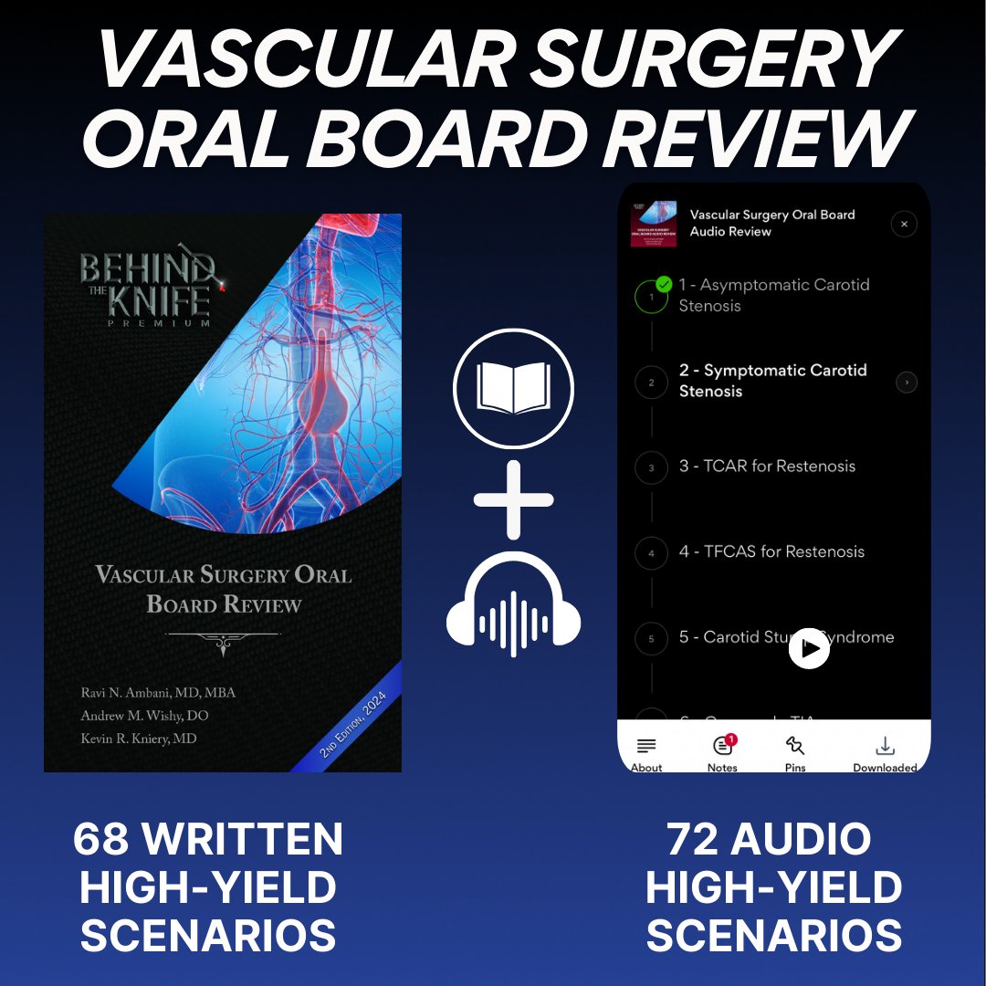 BehindTheKnife (@behindtheknife) on Twitter photo VASCULAR BOARDS ARE ALMOST HERE!
Check out these resources โฌ๏ธ
โ๏ธAudio review: app.behindtheknife.org/course-detailsโฆ
โ๏ธ Book: amazon.com/dp/B0CZ8ZBF83
Pairs nicely with our friends <a href="/CaliberBoards/">Caliber Boards</a>, who are now offering practice vascular sessions: caliberboards.com/vascular/ VASCULAR BOARDS ARE ALMOST HERE!
Check out these resources โฌ๏ธ
โ๏ธAudio review: app.behindtheknife.org/course-detailsโฆ
โ๏ธ Book: amazon.com/dp/B0CZ8ZBF83
Pairs nicely with our friends <a href="/CaliberBoards/">Caliber Boards</a>, who are now offering practice vascular sessions: caliberboards.com/vascular/