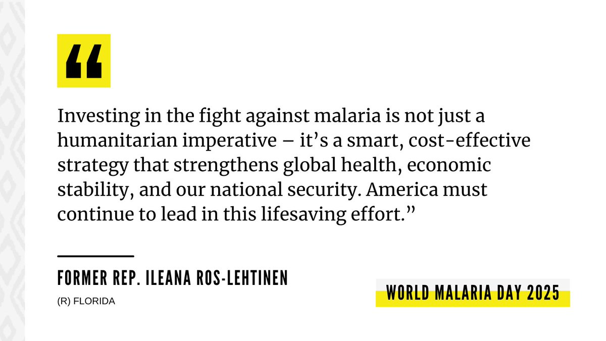 Malaria No More (@malarianomore) on Twitter photo Honored to have Former Rep. Ileana <a href="/RosLehtinen/">Ileana Ros-Lehtinen</a> at our #WorldMalariaDay reception yesterday, spotlighting how malaria programs are among the most cost-effective ways to save lives and strengthen U.S. partnerships and security. Honored to have Former Rep. Ileana <a href="/RosLehtinen/">Ileana Ros-Lehtinen</a> at our #WorldMalariaDay reception yesterday, spotlighting how malaria programs are among the most cost-effective ways to save lives and strengthen U.S. partnerships and security.