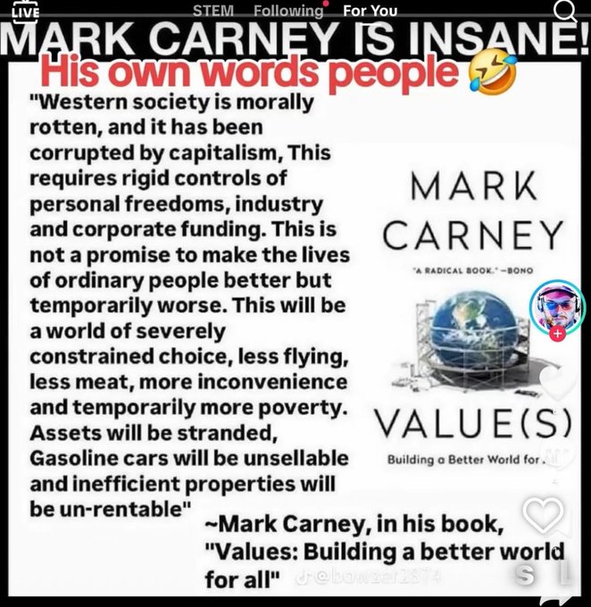 TheBuckYouWill's tweet photo. 🚨PUBLIC SERVICE ANNOUNCEMENT🚨

Canada, you REALLY need to read - in his own words - what Mark Carney is planning.

THIS IS NO JOKE.

He LITERALLY took the time to write it out. 

These comments are NOT 'off the cuff' remarks. 

This is a clear and concise plan.

WELCOME TO CANADA 2025 -  CARNEY'S WORLD OF 'SEVERELY CONSTRAINED CHOICE.
.