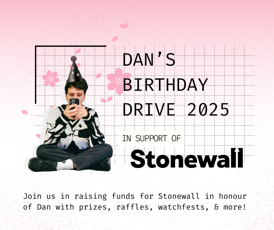 PhandomGives's tweet photo. It's time again! We're celebrating @danielhowell's birthday! In light of current legislation, we're supporting @stonewalluk, who fight anti-LGBTQ+ policies and ensure the safety of everyone in our community 🏳️‍⚧️🏳️‍🌈

Let's show the power of the phandom💜
https://t.co/DLqpOrchft https://t.co/kPbo7zL86o