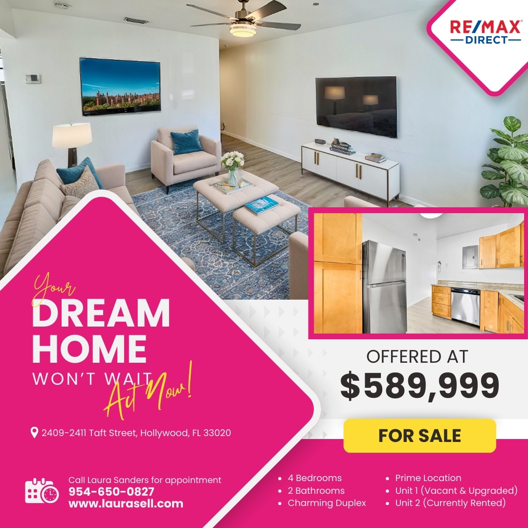 laurasellsflcom's tweet photo. 🏡 HOLLYWOOD DUPLEX OPPORTUNITY
📍 2409 Taft St, Hollywood, FL 33020
💲**$589,999**
📞 Call Laura Sanders at 954-650-0827 for details and to schedule your showing today. This opportunity won’t last!
#HollywoodFLRealEstate #DuplexLiving #HouseHack #FirstTimeBuyer https://t.co/IjczHkTkfQ