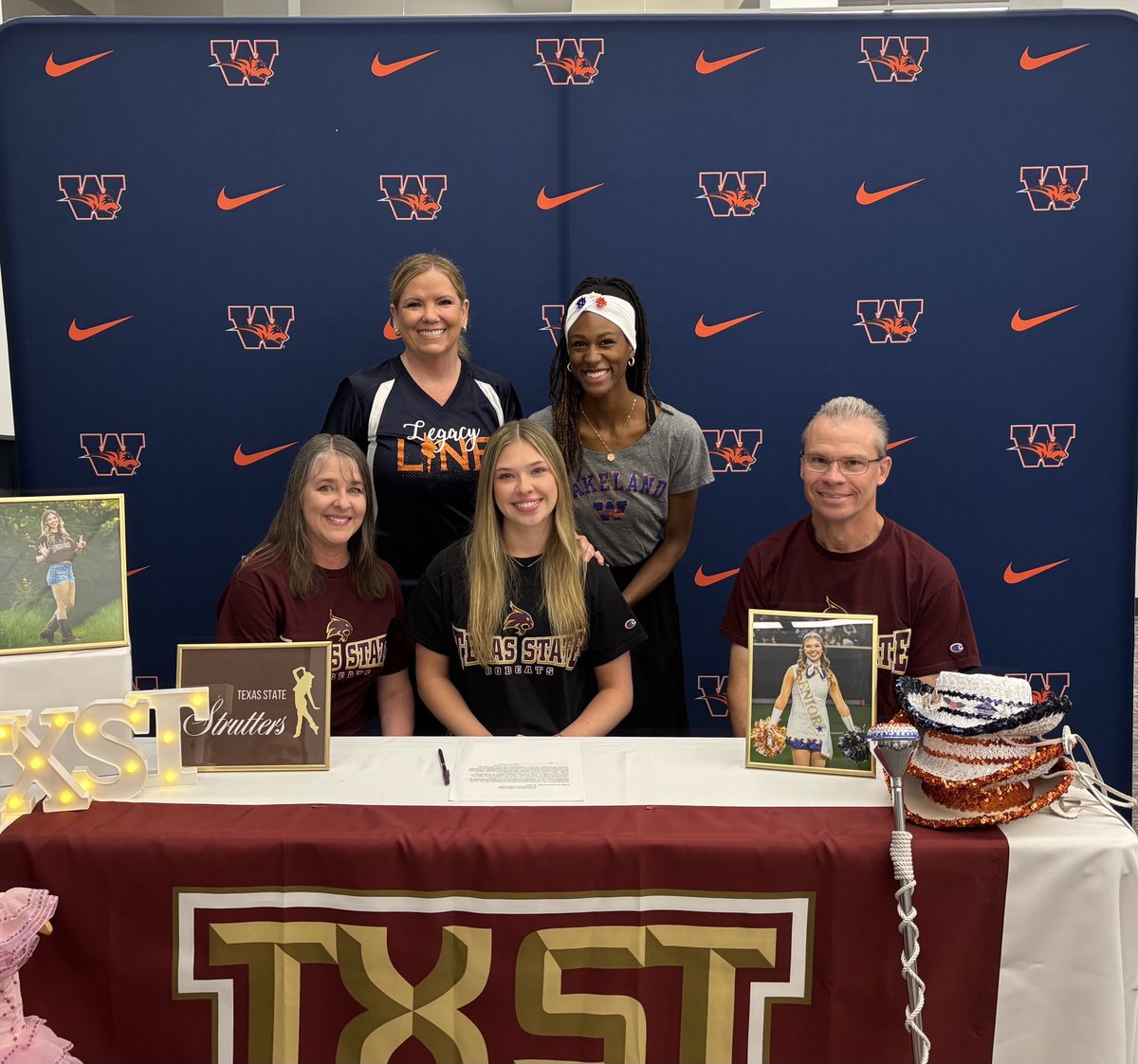Congratulations to Brielle for signing with the Texas State Strutters. ⁦<a href="/TxStateBobcats/">Texas State Bobcats</a>⁩ ⁦<a href="/WHSLegacyLine/">Wakeland Legacy Line</a>⁩ #WHoSnext