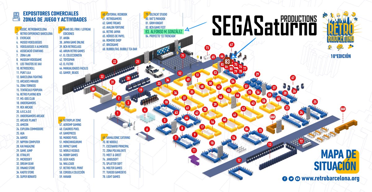 SEGASaturno (@segasaturno) on Twitter photo ÂĄEstaremos este finde en la <a href="/RetroBarcelona/">RetroBarcelona</a>! Nos encontrarĂ©is en el stand nĂșmero 83, justo al lado del escenario. Llevaremos nuestros proyectos de SEGASaturno Productions: libros, videojuegos, publicaciones y mucho mĂĄs.
ÂĄPasad a saludar, cracks! ÂĄEstaremos este finde en la <a href="/RetroBarcelona/">RetroBarcelona</a>! Nos encontrarĂ©is en el stand nĂșmero 83, justo al lado del escenario. Llevaremos nuestros proyectos de SEGASaturno Productions: libros, videojuegos, publicaciones y mucho mĂĄs.
ÂĄPasad a saludar, cracks!