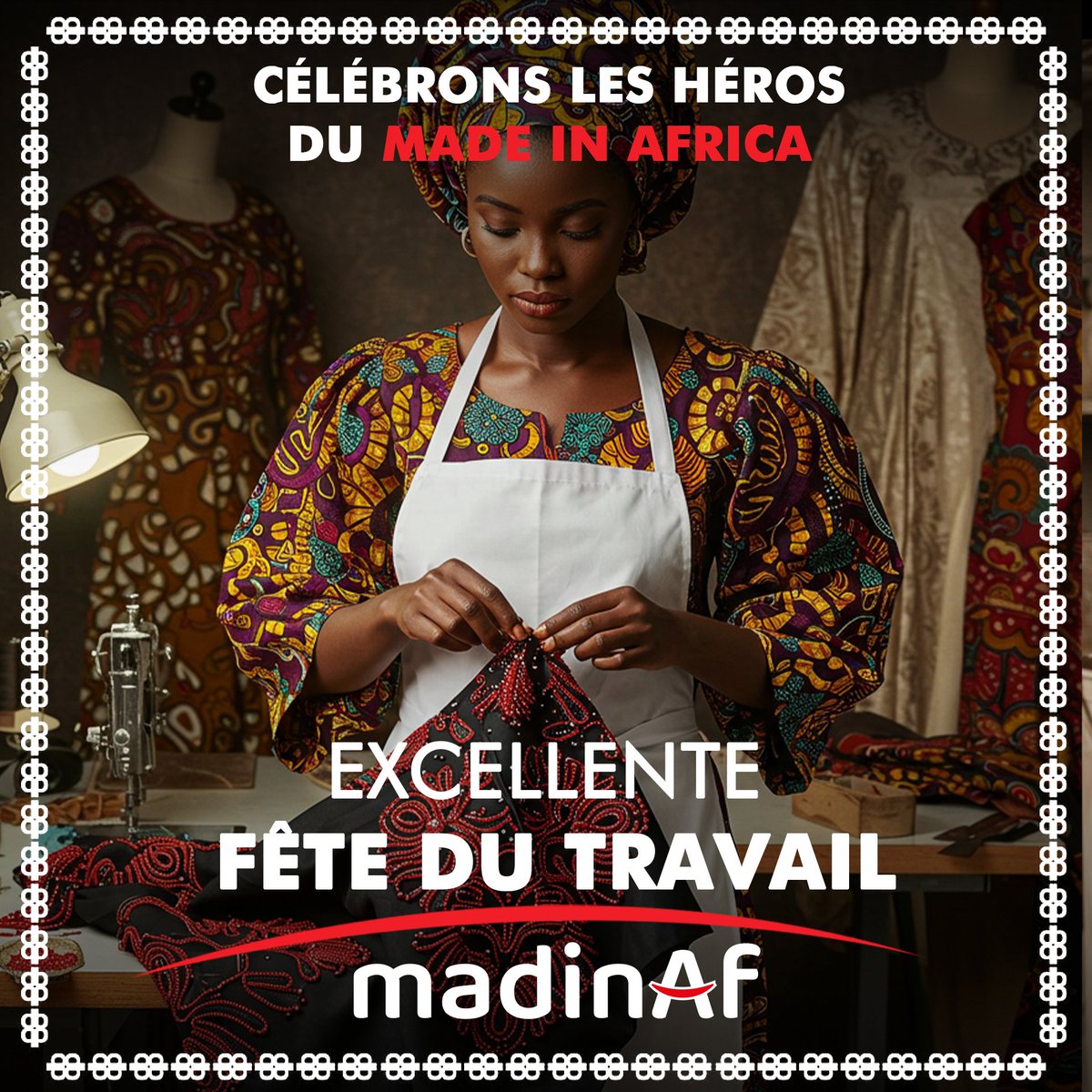 Madinaf__'s tweet photo. Aujourd’hui, nous célébrons celles et ceux qui, par leur talent, leur passion et leur engagement, font rayonner le savoir-faire africain au quotidien.
À tous les artisans, producteurs, créateurs, commerçants et bâtisseurs du Made in Africa : cette journée est la vôtre. 
#Madinaf https://t.co/9mXc24x4wC