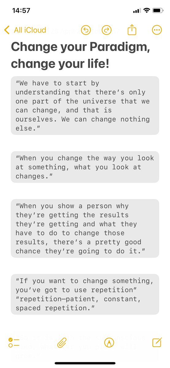 PizzyBitrus's tweet image. I’m currently reading this book ‘Change Your Paradigm, Change your life’ as a requirement for my Data analytics journey and its message is so profound. A reminder for how much most of us need a Mindset shift. 
Here are a few things I noted: 
#LearnDataAnalyticswithTina 
#DAMPWTO