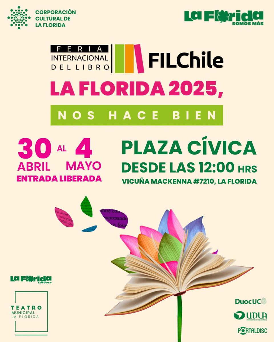 Desde hoy y hasta el domingo les invitamos a la Feria Internacional del Libro de La Florida. ¡Nuestros libros estarán esperándoles en el stand de Céfira Libros! 📚
Nos vemos en la Plaza Cívica de La Florida, metro Bellavista de La Florida (L5).