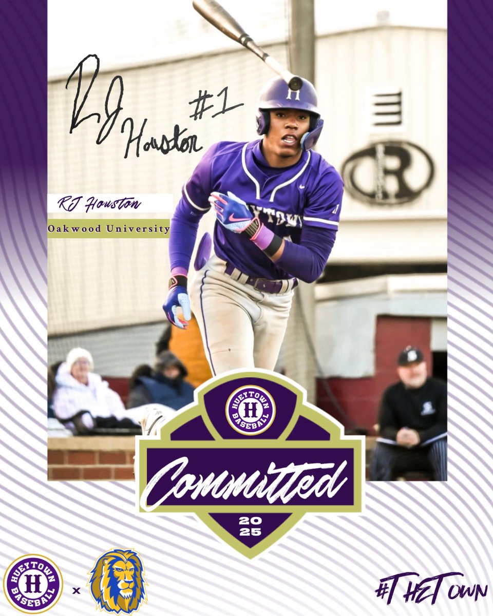 Congratulations to Senior CF, RJ Houston on his acceptance of a scholarship to further his academic &amp; athletic career with Oakwood University in Huntsville, AL. Hueytown Golden Gopher Baseball is excited for RJ as he continues with the Ambassadors. Go Gophers! #recruitTheTown