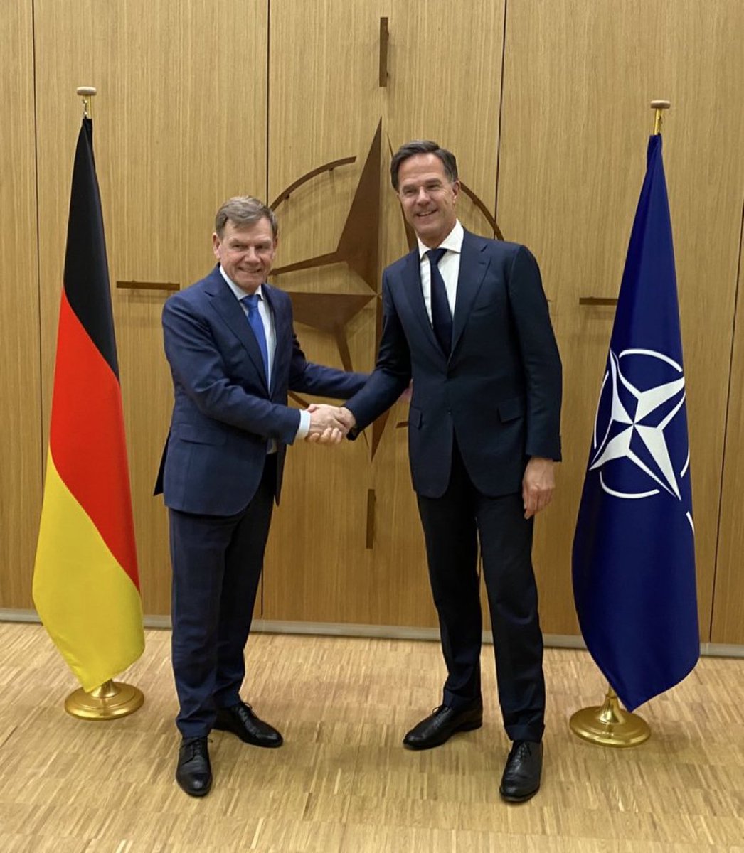 German Embassy Washington (@germanyinusa) on Twitter photo Germany’s designated Federal Minister for Foreign Affairs, Johann Wadephul <a href="/JoWadephul/">Johann Wadephul</a>, met <a href="/SecGenNATO/">Mark Rutte</a> Mark Rutte in Brussels today. The focus was on Germany's contributions to #NATO’s deterrence and defense posture and its considerable increase in defense spending. Germany’s designated Federal Minister for Foreign Affairs, Johann Wadephul <a href="/JoWadephul/">Johann Wadephul</a>, met <a href="/SecGenNATO/">Mark Rutte</a> Mark Rutte in Brussels today. The focus was on Germany's contributions to #NATO’s deterrence and defense posture and its considerable increase in defense spending.