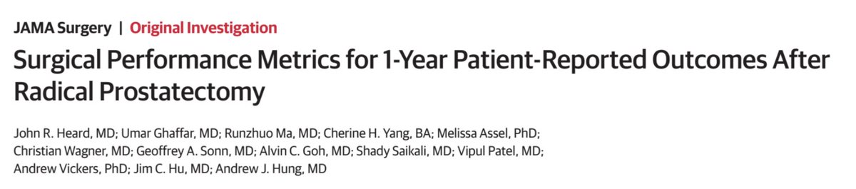 Andrew J. Hung, MD (@ajhungmd) on Twitter photo HOT OFF THE PRESS
New <a href="/JAMASurgery/">JAMA Surgery</a> original article from our team
Surgical Performance Metrics for 1-Year Patient-Reported Outcomes After Radical Prostatectomy. Using performance metrics (technical skills and surgical gestures) collected from videos, we are able to anticipant HOT OFF THE PRESS
New <a href="/JAMASurgery/">JAMA Surgery</a> original article from our team
Surgical Performance Metrics for 1-Year Patient-Reported Outcomes After Radical Prostatectomy. Using performance metrics (technical skills and surgical gestures) collected from videos, we are able to anticipant