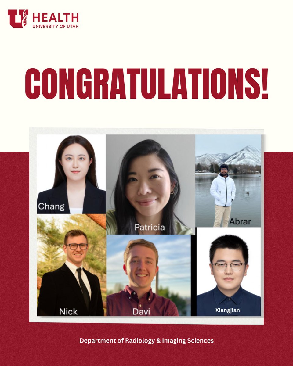 UofURadiology (@uofuradiology) on Twitter photo We’re proud to announce the recipients of the O. Lew Wood & Yvonne E. Wood Scholarship! Congratulations to Abrar Istiak, Nick Jacobs, Davi Cavinatto, Patricia Sekini Guenkawa, Chang Ni, and Xiangjian Hou. Very well deserved!🎉⭐️ <a href="/UofUHealth/">University of Utah Health</a> We’re proud to announce the recipients of the O. Lew Wood & Yvonne E. Wood Scholarship! Congratulations to Abrar Istiak, Nick Jacobs, Davi Cavinatto, Patricia Sekini Guenkawa, Chang Ni, and Xiangjian Hou. Very well deserved!🎉⭐️ <a href="/UofUHealth/">University of Utah Health</a>