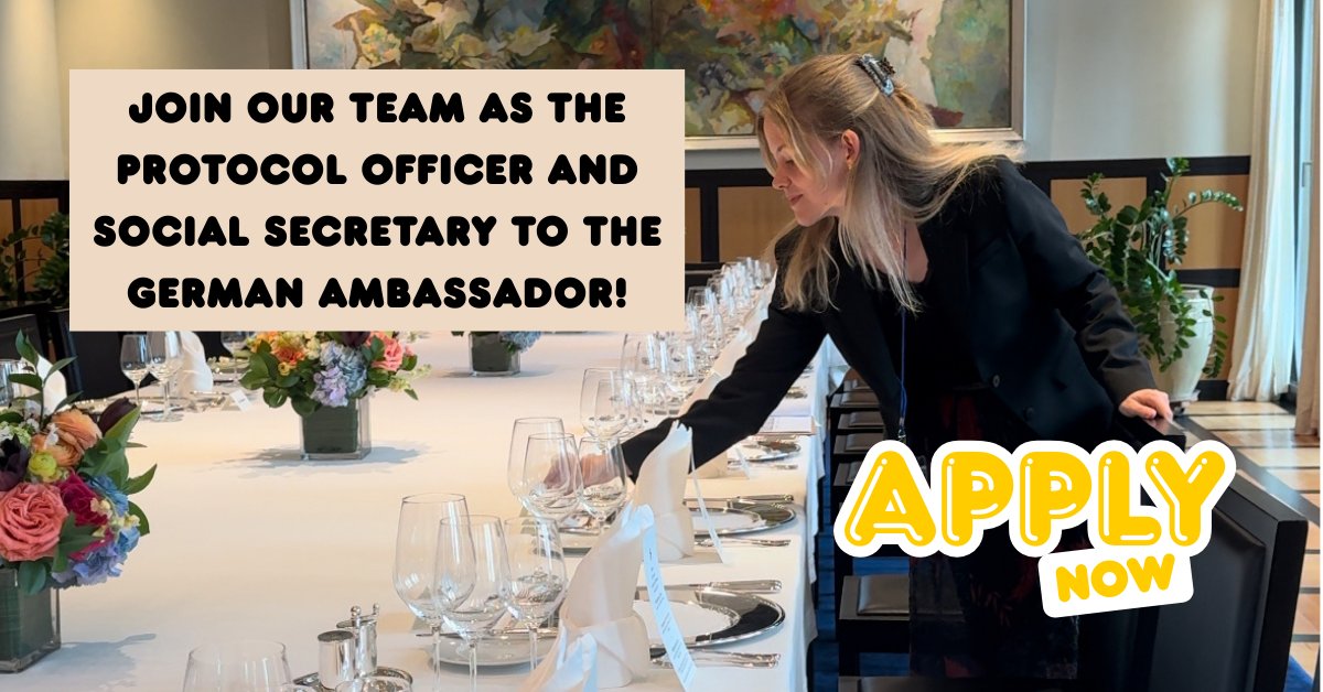 Are you detail-oriented, diplomatic, and at ease under pressure? Then, we have an opportunity for you! We're seeking a Social Secretary &amp; Protocol Officer. You'll organize events, from seating strategy to state visits. Apply by May 23rd: ow.ly/FkkW50VJZBA