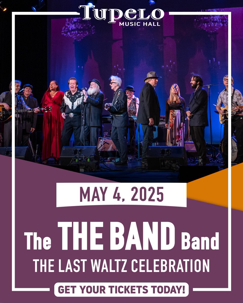 We are closing out a busy weekend of shows by celebrating The Last Waltz, The Band’s legendary Thanksgiving 1976 farewell concert, with The THE BAND Band! There's still time to reserve your tickets to see this special show: tickets.tupelohall.com/TheTHEBANDBand