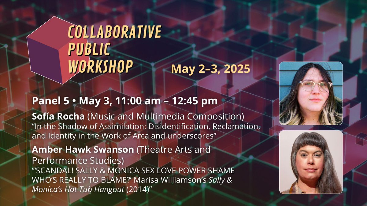 CogutInstitute's tweet image. Sofía Rocha (#MusicAndMultimediaComposition) & Amber Hawk Swanson (@brown_theatre) explore the work of contemporary artists interrogating identity and power at the 2025 Collaborative Public Workshop, May 2–3 at Brown. buff.ly/ZJpwNPt #Humanities @BrownUResearch