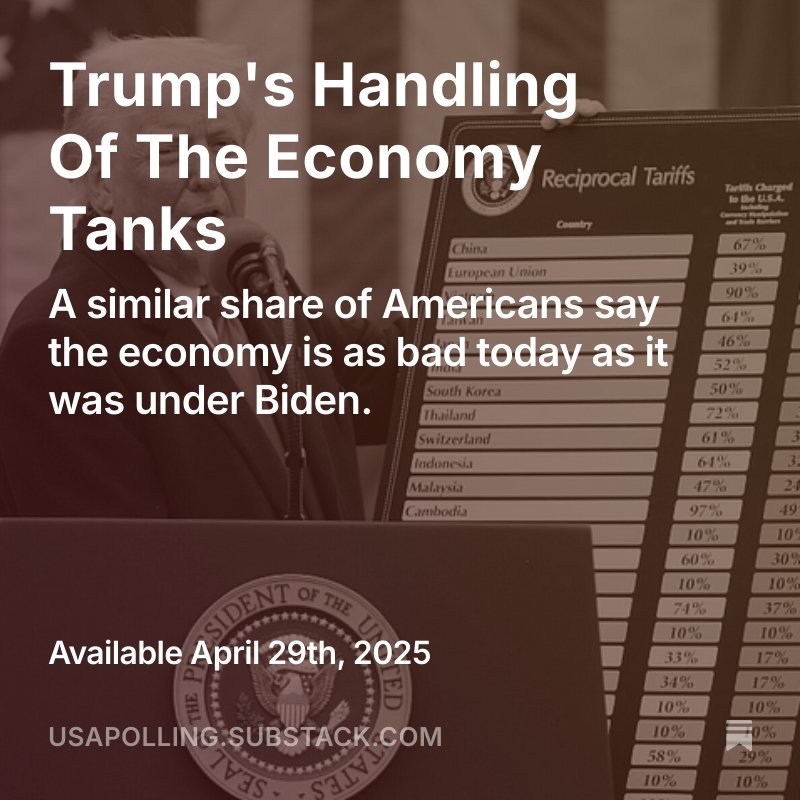 Polling USA (@usa_polling) on Twitter photo We just learned today that the US economy shrunk in the first three months 
It's no wonder Trump's approval on the economy is getting worse
open.substack.com/pub/usapolling… We just learned today that the US economy shrunk in the first three months 
It's no wonder Trump's approval on the economy is getting worse
open.substack.com/pub/usapolling…