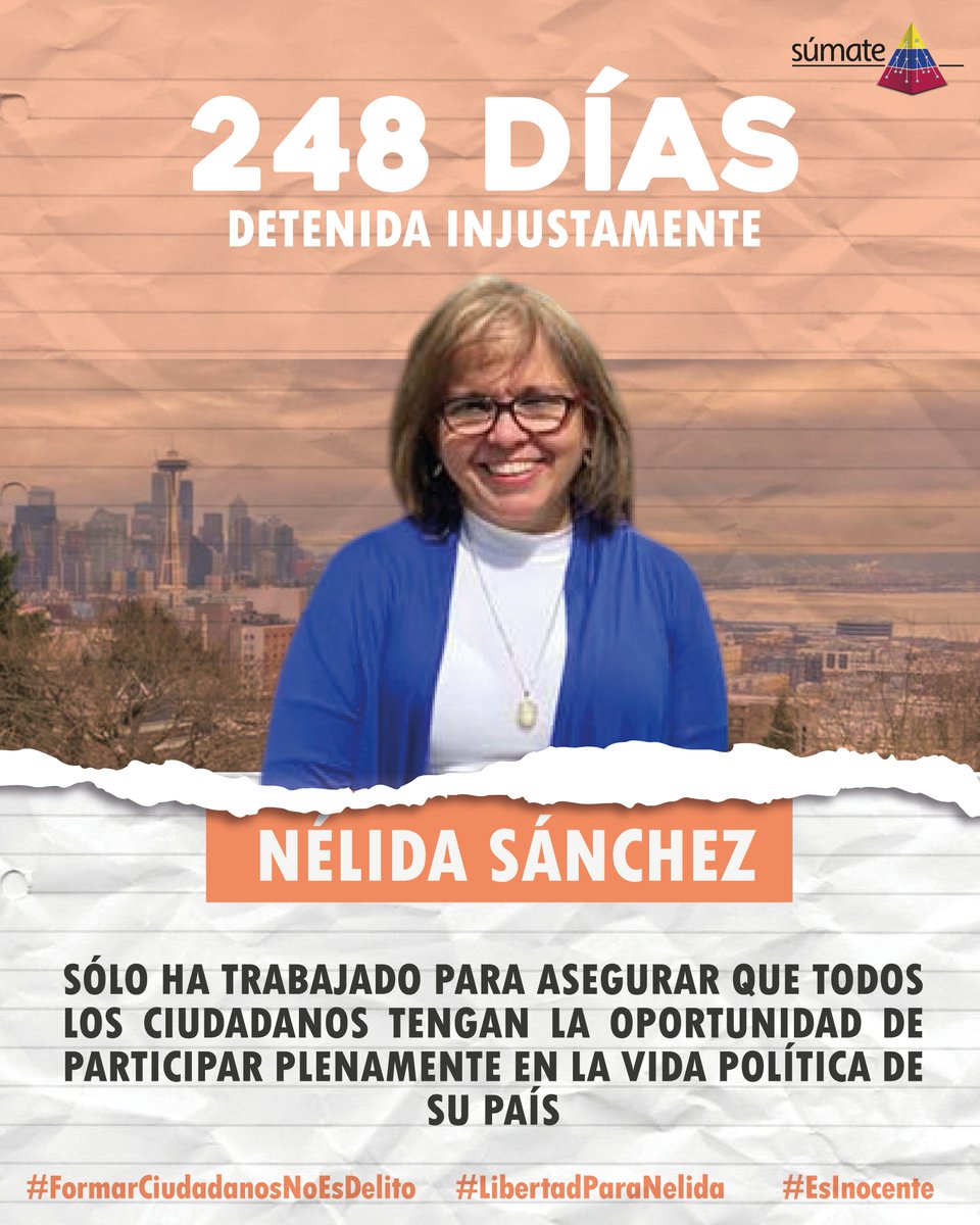 Nélida Sánchez, nuestra Coordinadora Nacional de Formación Ciudadana Electoral y defensora de los Derechos Humanos, este #30Abril cumple 248 días privada de su libertad personal siendo inocente. Cumplió ocho meses en un proceso judicial injusto. Lo que ha hecho durante gran parte