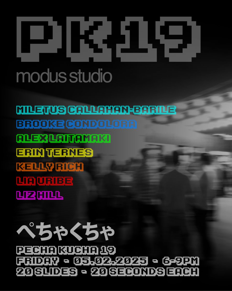 Just a few more days until PK19!

Join us this Friday, May 2nd, from 6-9 PM for an evening of engaging presentations and community spirit. This marks our 19th Pecha Kucha Night, a tradition that began in the spring of 2014 and has since featured over 100 presenters.