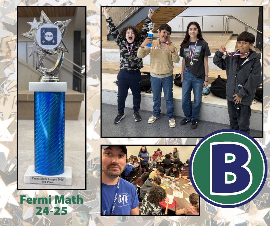 Mr. Garcia spotted the "Matholarks", the Fermi Math team working hard during the Fermi Extreme Math Day, the final day of the year long competition. They earned 3rd Place in the OPS district competition and were given individual medals and a trophy! Go Matholarks! #GATE #FERMI