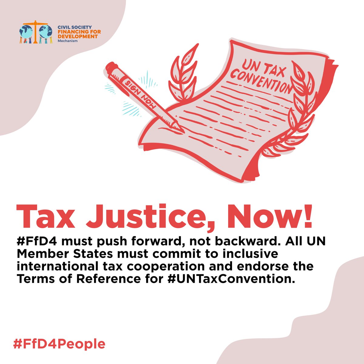 #FfD4 must push forward, not backward. All UN Member States must commit to inclusive international tax cooperation and endorse the Terms of Reference for #UNTaxConvention. #TaxJustice #FfD4People

#TaxJusticeAfrica 

Like, comment, share