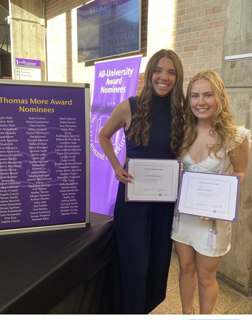 St. Catherine University WBB (@stkateswbb) on Twitter photo So proud of seniors @gretaschimnowski and @maddy_manger for being selected as @stkates Thomas More Award winners! 
#ForTheW #mystkates. So proud of seniors @gretaschimnowski and @maddy_manger for being selected as @stkates Thomas More Award winners! 
#ForTheW #mystkates.
