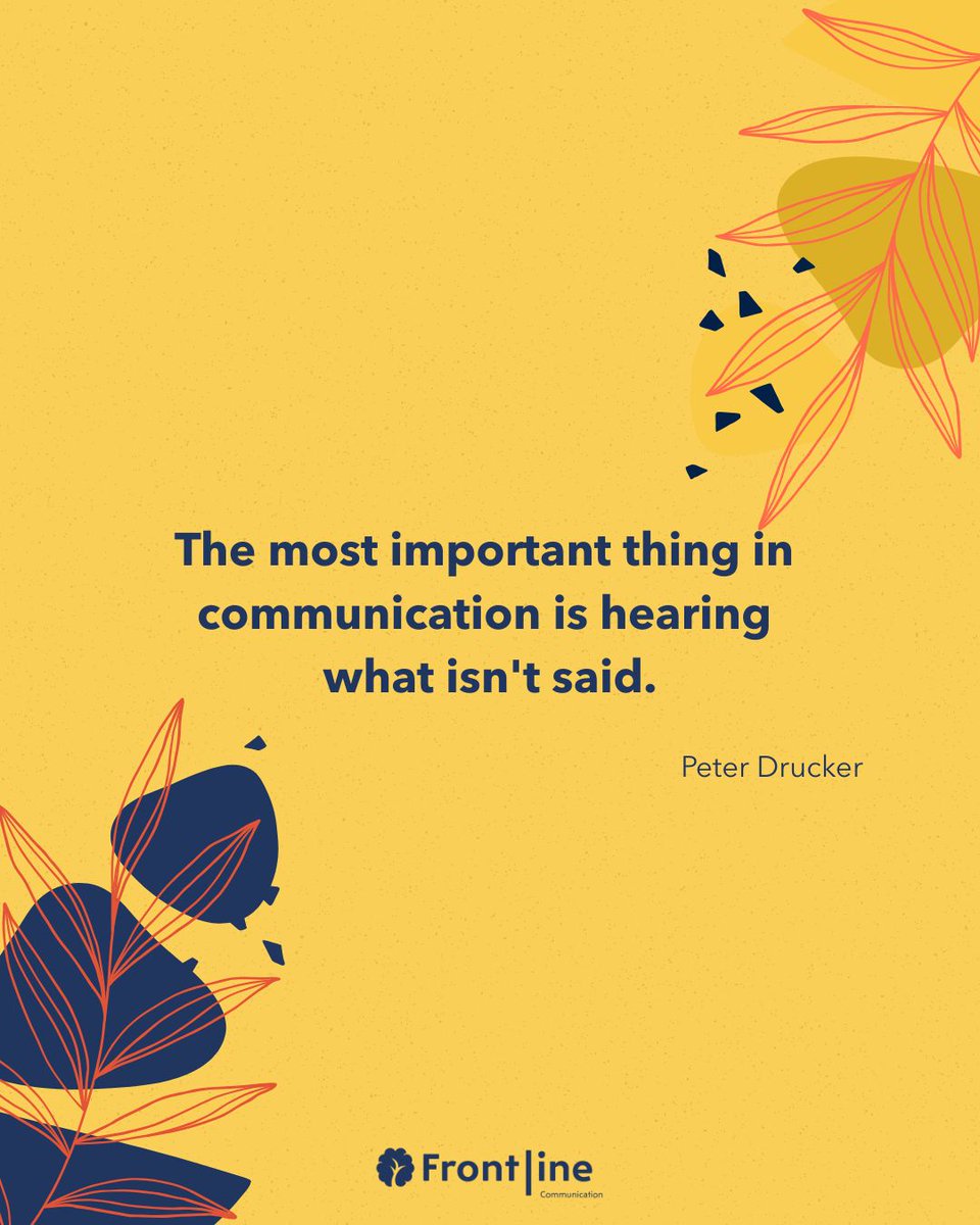 "The most important thing in communication is hearing what isn't said." - Peter Drucker

#ACST #ECST #BLACST 

👂 💫