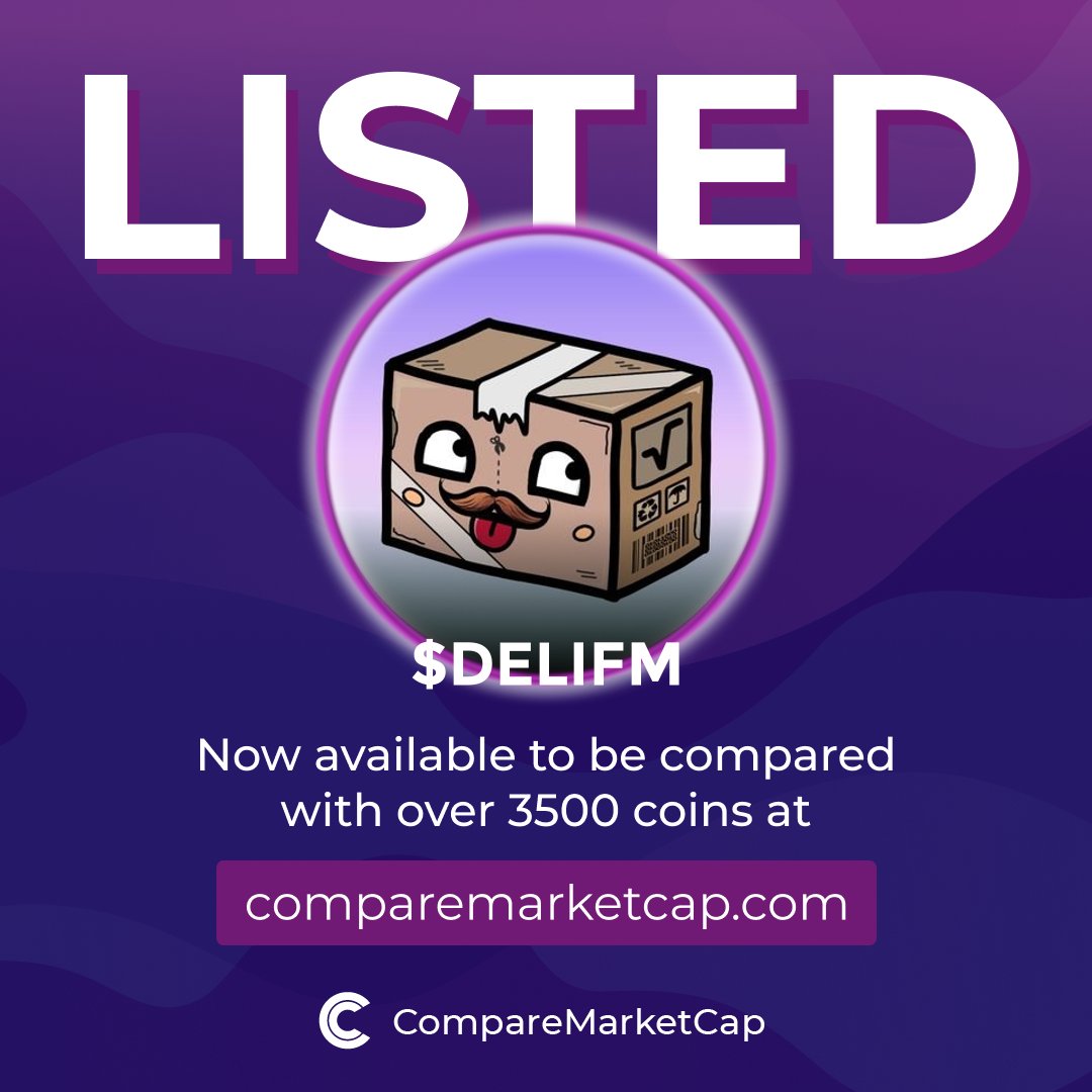 $DELIFM is now listed on comparemarketcap.com/coin/deli-fm!

📈$1.2M
💸$0.001

Check DELI FM on:
Website: deliverxrd.com
X: @DELIFM_XRD
Telegram: t.me/DELIVER_XRD